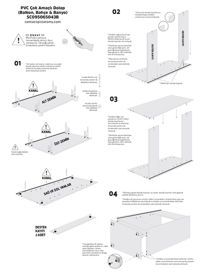 Statomy Pvc Çok Amaçlı (Bahçe, Balkon & Banyo) Dolap - Beyaz - 95 x 65 x 45 cm