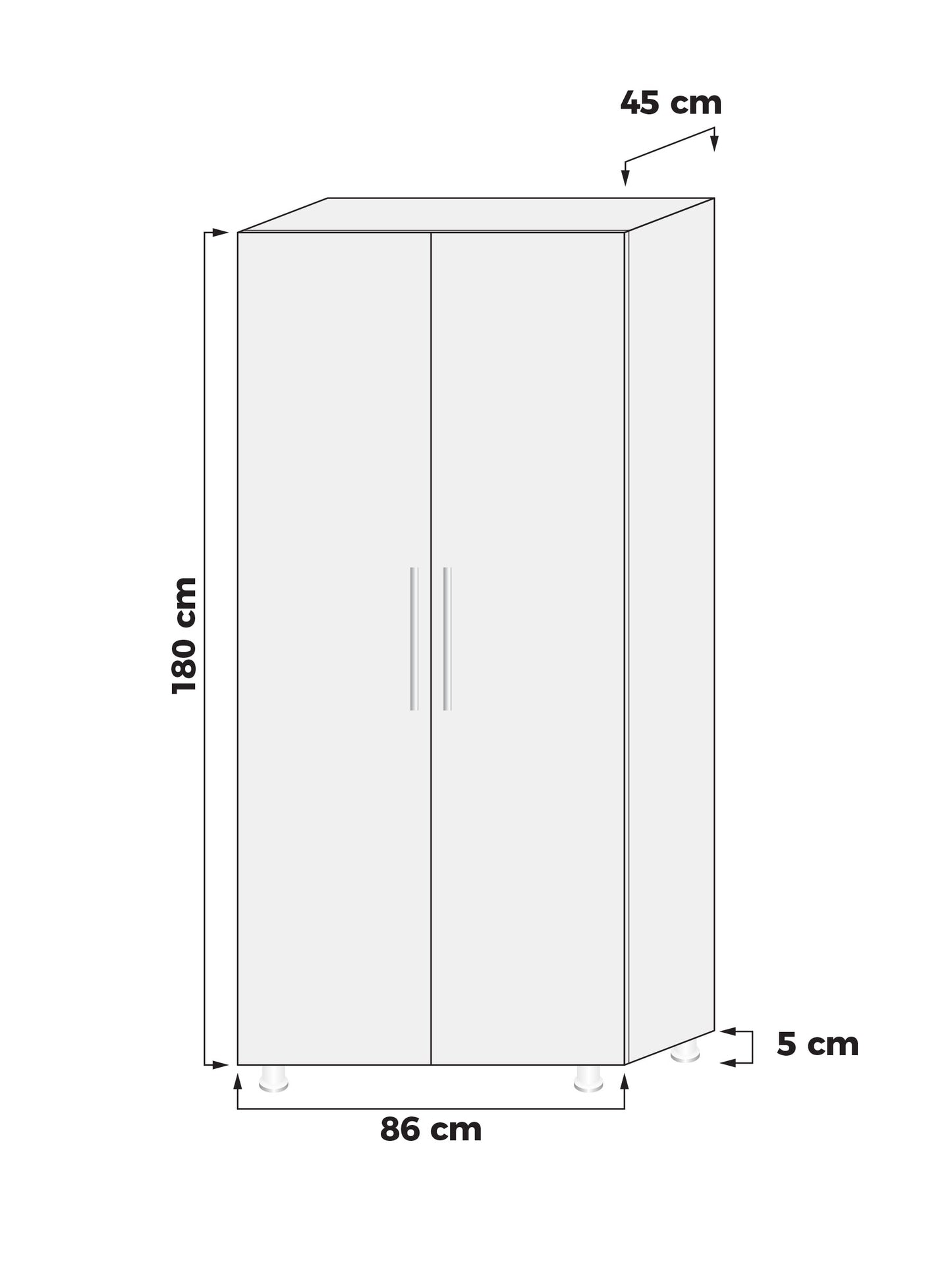 Statomy Pvc Çok Amaçlı (Bahçe, Balkon & Banyo) Dolap - Beyaz - 185 X 86 X 45 Cm