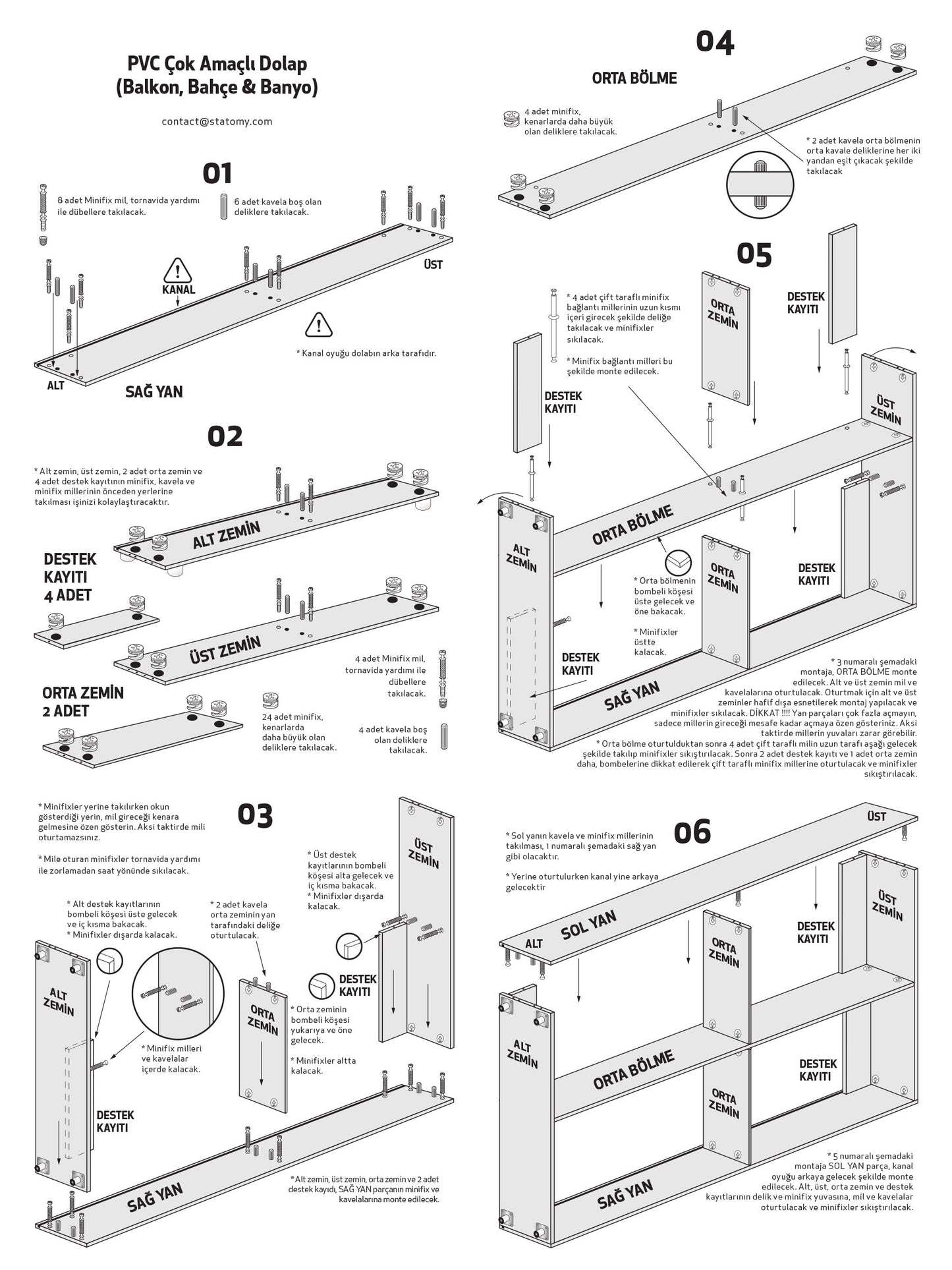 Statomy Pvc Çok Amaçlı (Bahçe, Balkon & Banyo) Dolap - Beyaz - 185 X 86 X 45 Cm